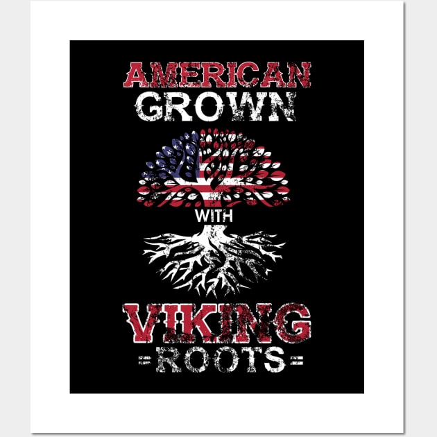 Vintage American Grown With Viking Roots Norse Wall Art by theperfectpresents